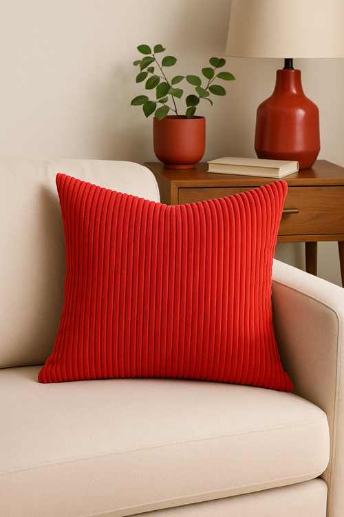 housse de coussin en velours côtelé rayé plusieurs tailles disponibles - vue 2 sur 2