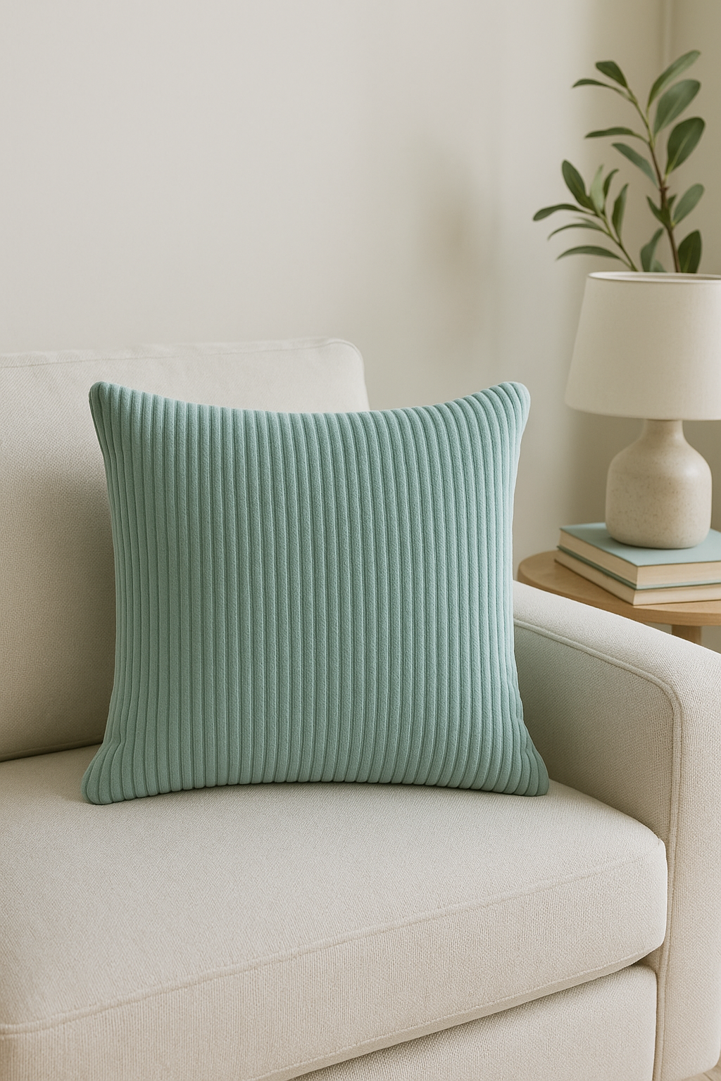housse de coussin en velours côtelé rayé plusieurs tailles disponibles - vue 3 sur 2