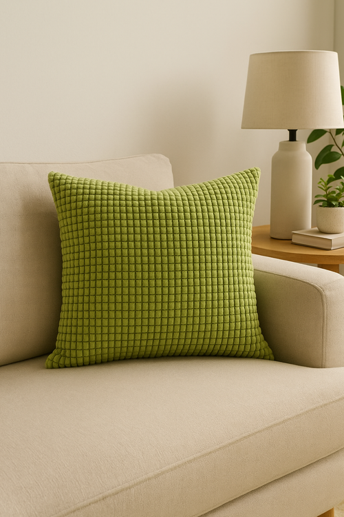 housse de coussin en velours côtelé unie 40 à 70 cm - vue 2 sur 2