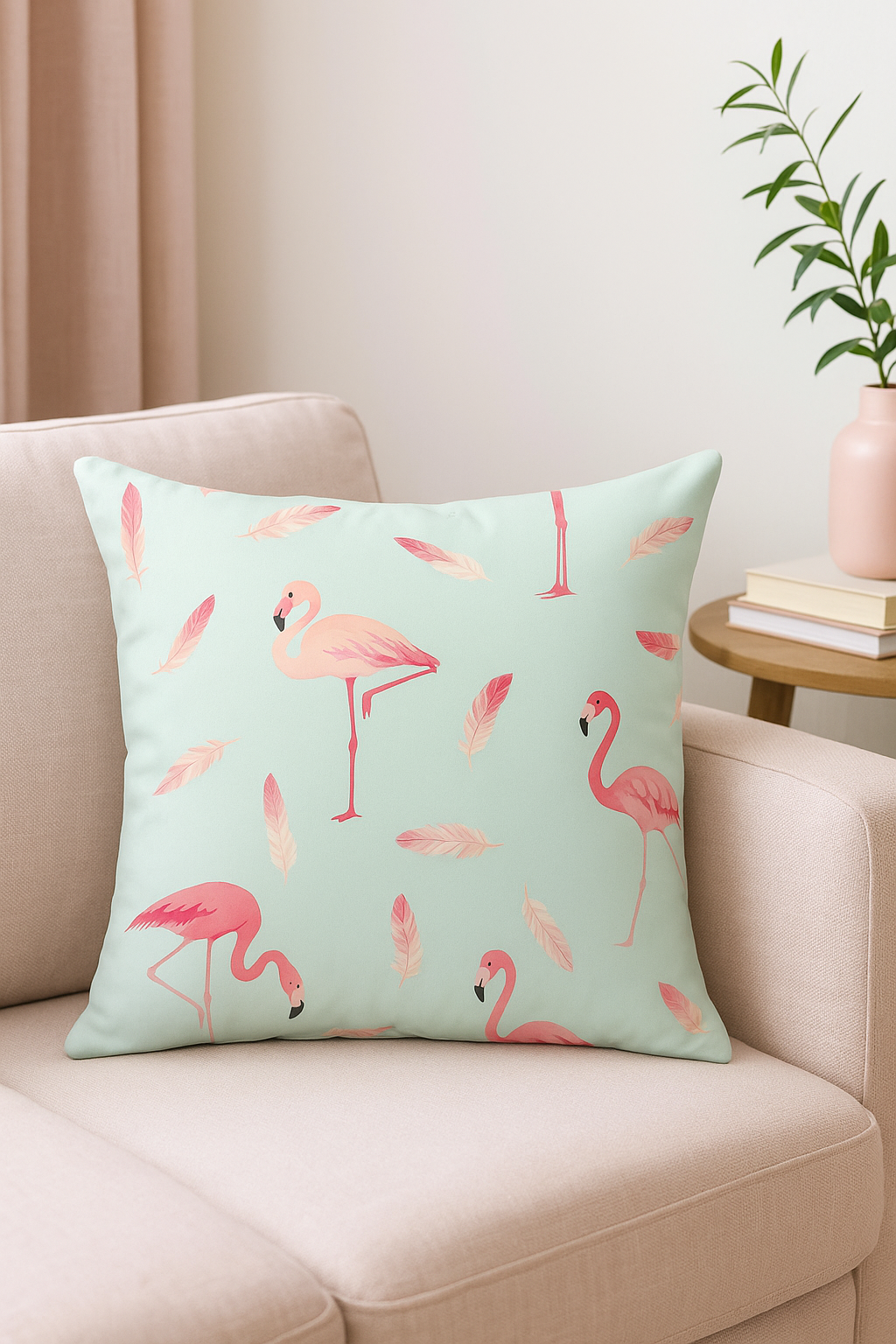 housse de coussin flamant rose tropical 45 cm créatif pour canapé