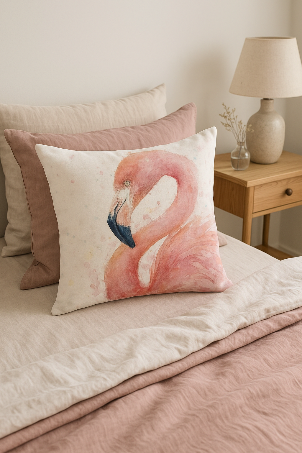 housse de coussin flamant rose tropical 45x45 cm décoratif