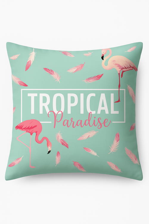 housse de coussin flamant rose tropical 45x45 cm décoratif pour canapé