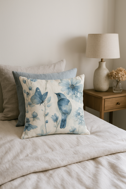 housse de coussin floral motif ginkgo pour décoration intérieure - vue 2 sur 2