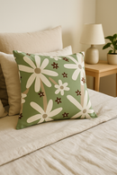 housse de coussin floral vert style abstrait imprimé sur une seule face