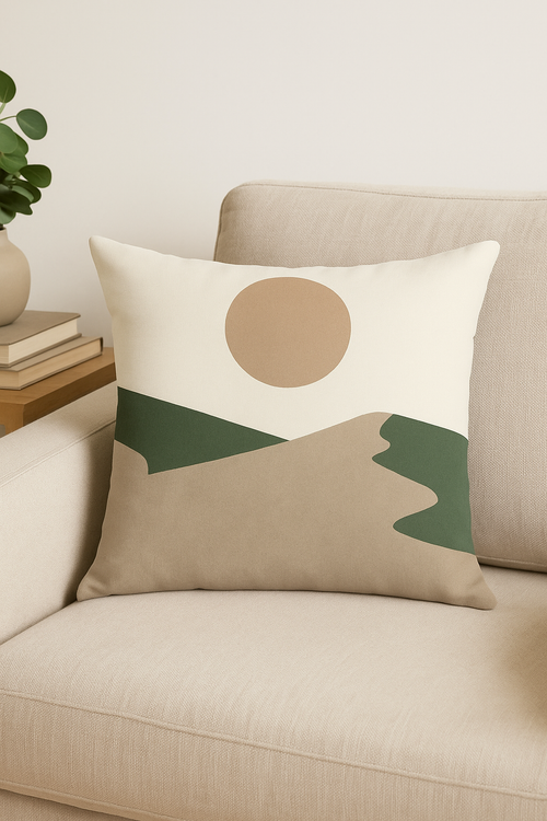 housse de coussin florale verte style abstrait imprimée sur une face - vue 2 sur 2