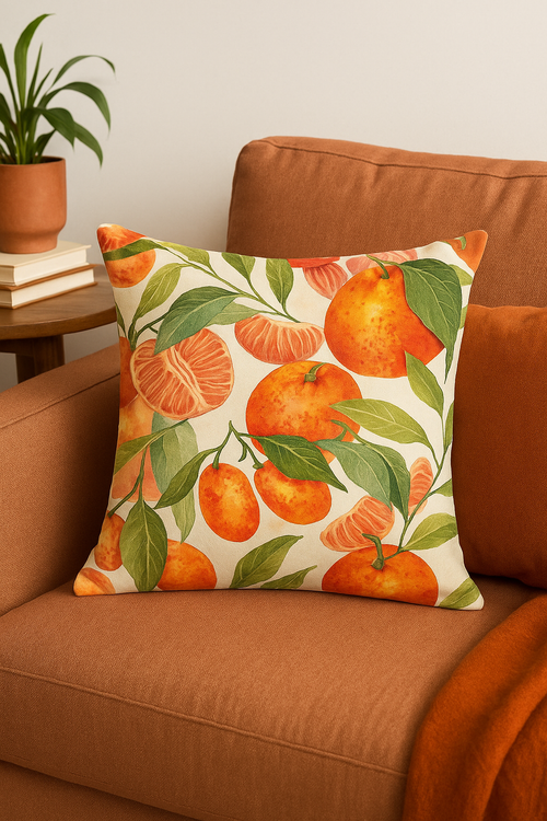 housse de coussin fruits d'été citron orange fraise pastèque décorative - vue 2 sur 2
