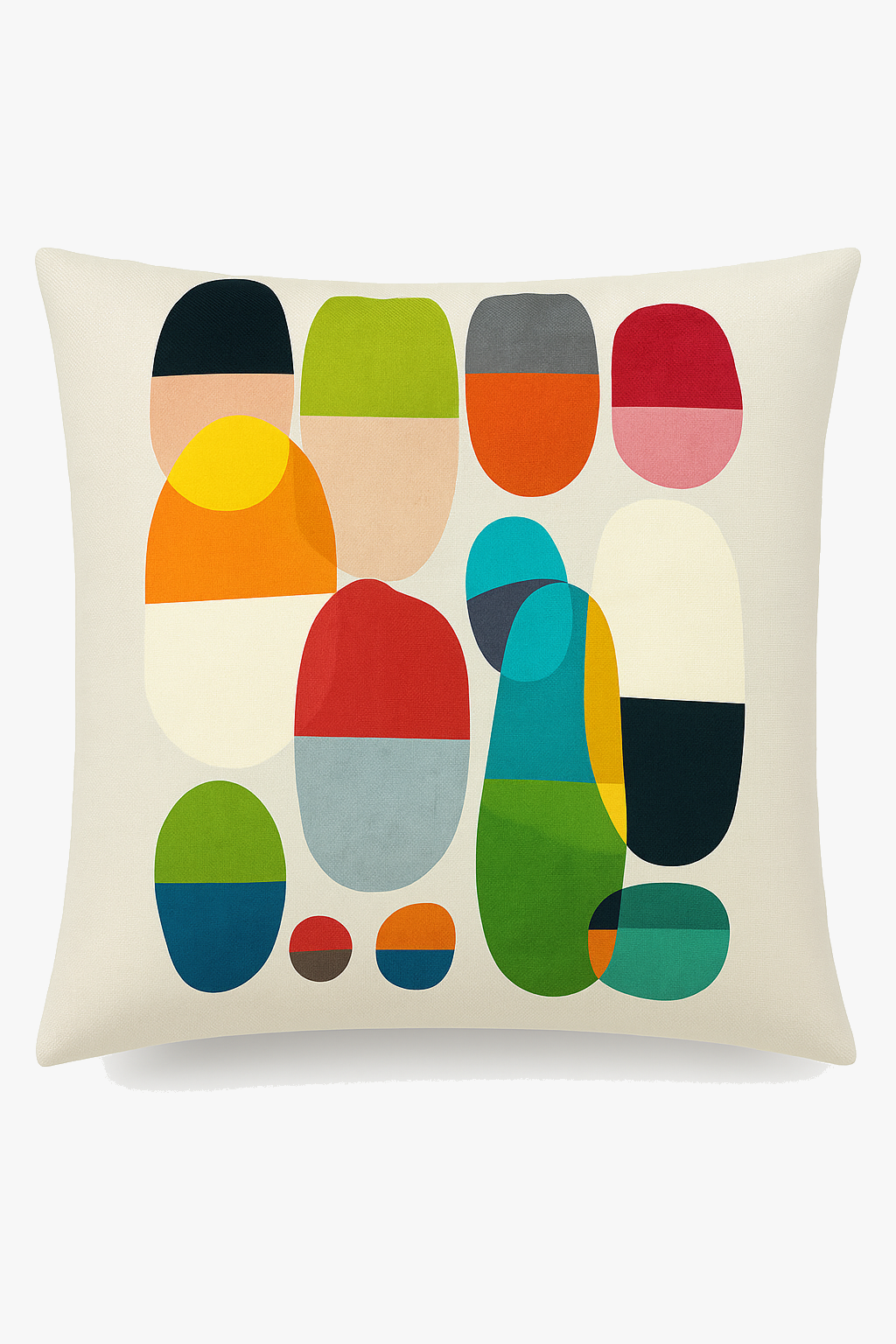 housse de coussin géométrique fleurs sauvages motif coloré abstrait