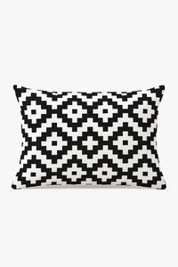 housse de coussin géométrique noir et jaune 30 x 50 cm