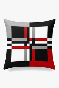 housse de coussin géométrique noire et rouge moderne