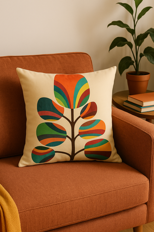 housse de coussin géométrique à fleurs sauvages colorées - vue 2 sur 2