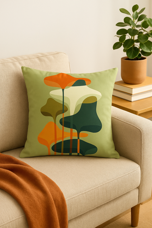 housse de coussin géométrique à motifs floraux colorés - vue 2 sur 2