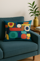 housse de coussin géométrique arc-en-ciel et motifs végétaux