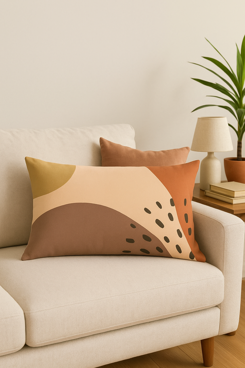 housse de coussin géométrique arc-en-ciel et végétal décoratif - vue 2 sur 2