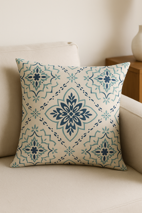 housse de coussin géométrique bleu foncé pour décoration intérieure - vue 2 sur 2
