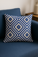 housse de coussin géométrique bleu foncé pour décoration intérieure