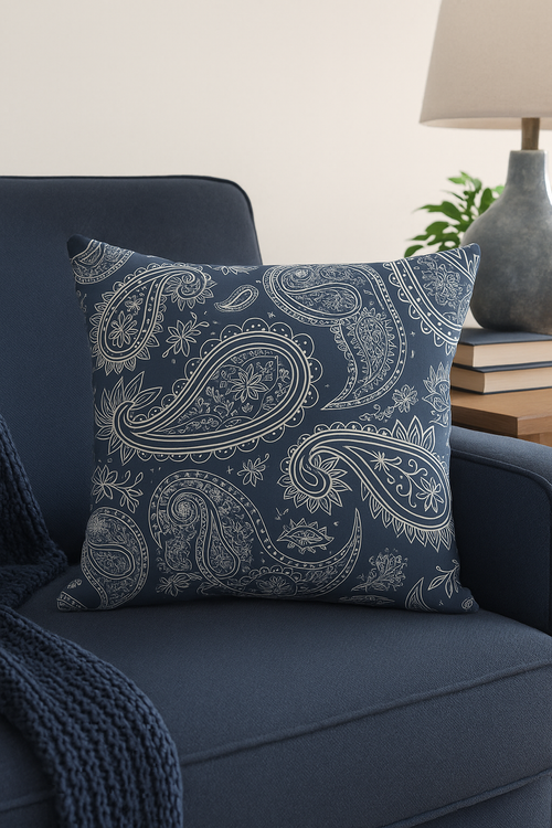 housse de coussin géométrique bleu marine style nordique élégant - vue 2 sur 2