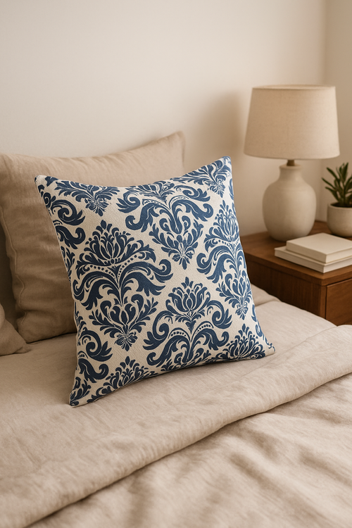 housse de coussin géométrique bleu marine style nordique élégant - vue 2 sur 2