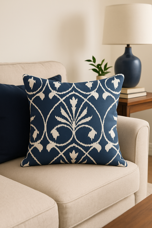 housse de coussin géométrique bleu marine style nordique élégant - vue 2 sur 2
