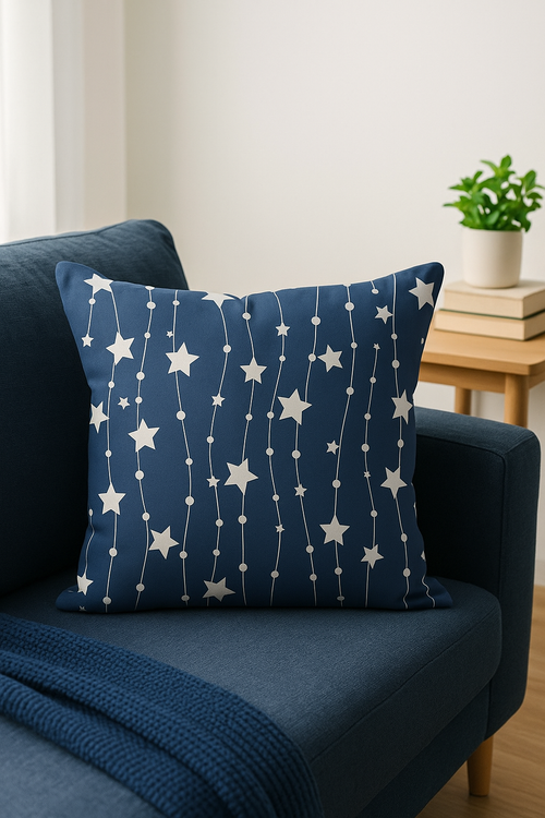housse de coussin géométrique bleu marine style nordique élégant - vue 2 sur 2