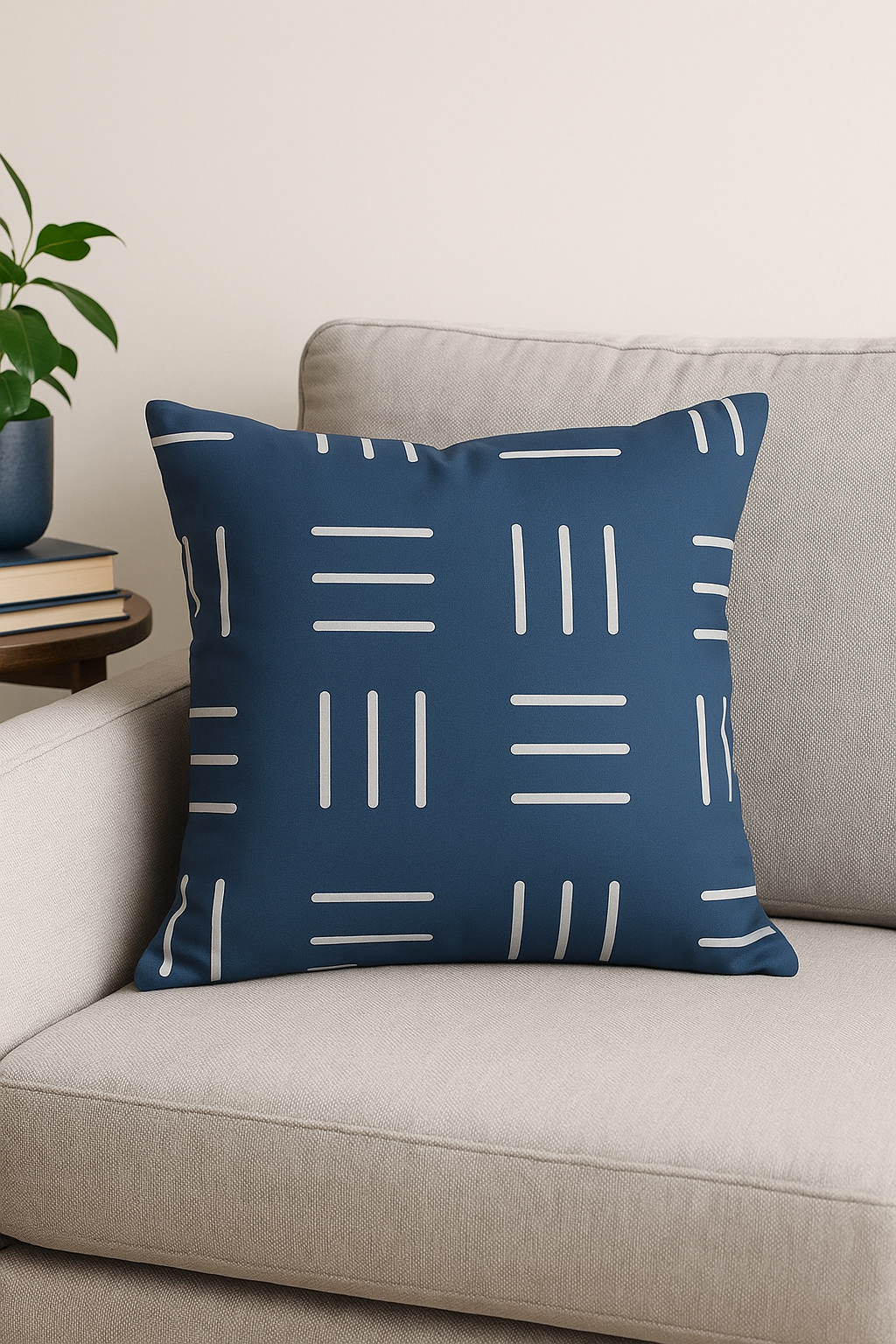 housse de coussin géométrique bleu marine style nordique élégant