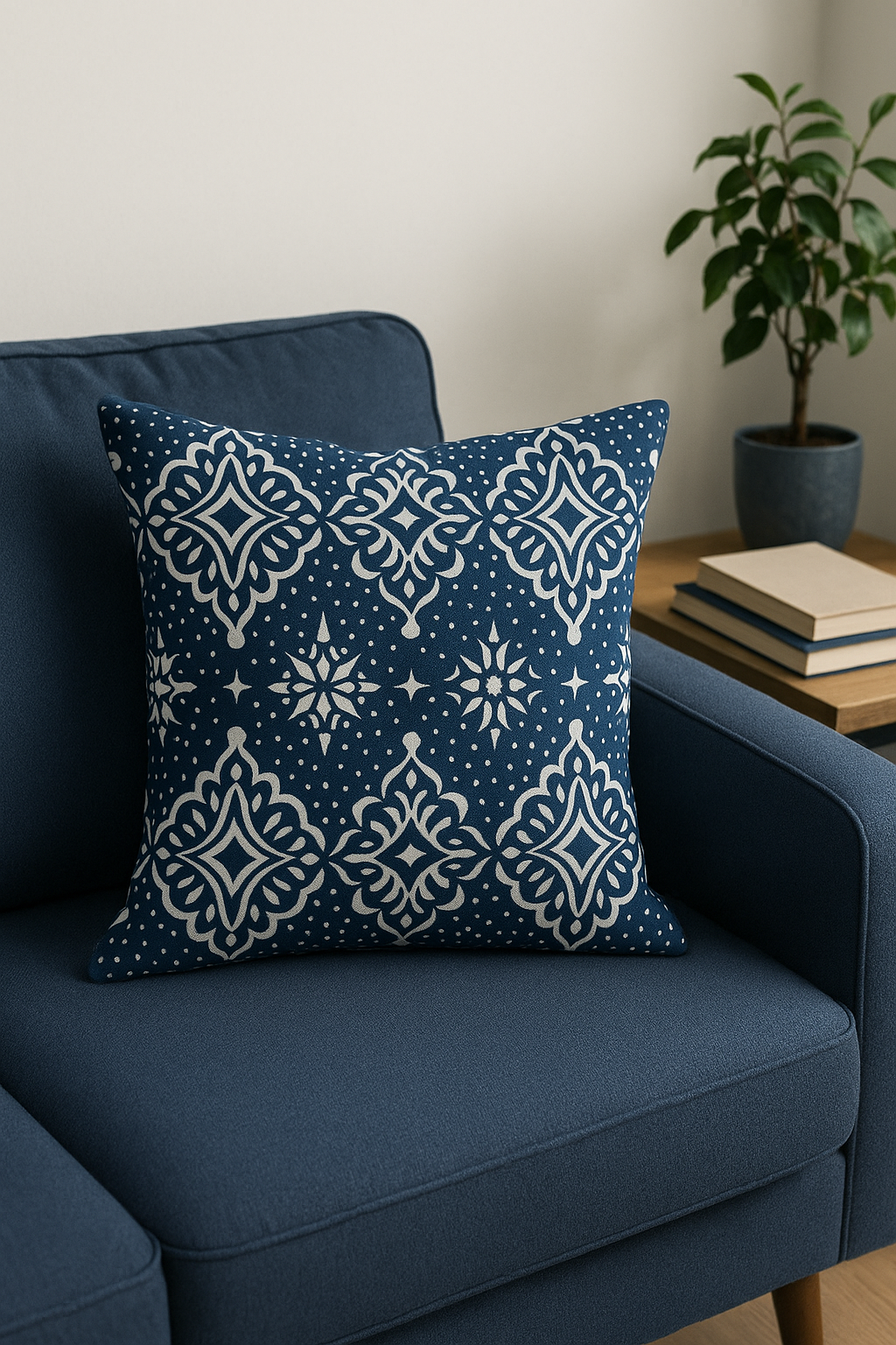 housse de coussin géométrique bleu marine style nordique élégant