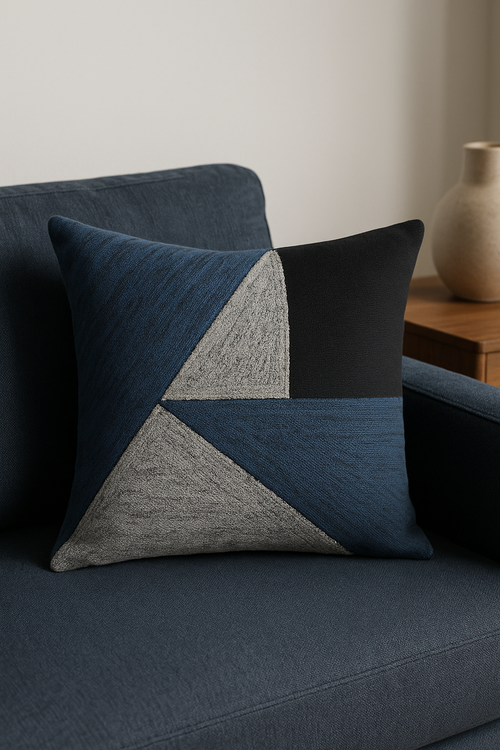 housse de coussin géométrique bleue pour décoration intérieure et auto - vue 2 sur 2