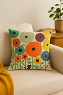 housse de coussin géométrique fleurs sauvages abstraites colorées