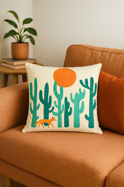 housse de coussin géométrique fleurs sauvages colorées design moderne - vue 2 sur 2