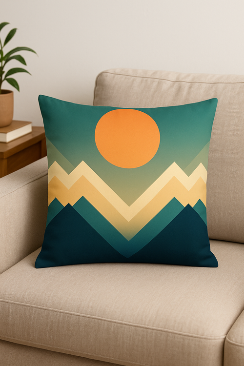 housse de coussin géométrique fleurs sauvages colorées peau de pêche - vue 2 sur 2