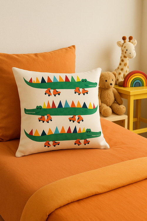 housse de coussin géométrique fleurs sauvages et peau de pêche - vue 2 sur 2