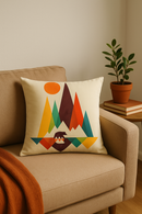 housse de coussin géométrique fleurs sauvages motif coloré