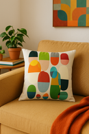 housse de coussin géométrique fleurs sauvages motif coloré abstrait