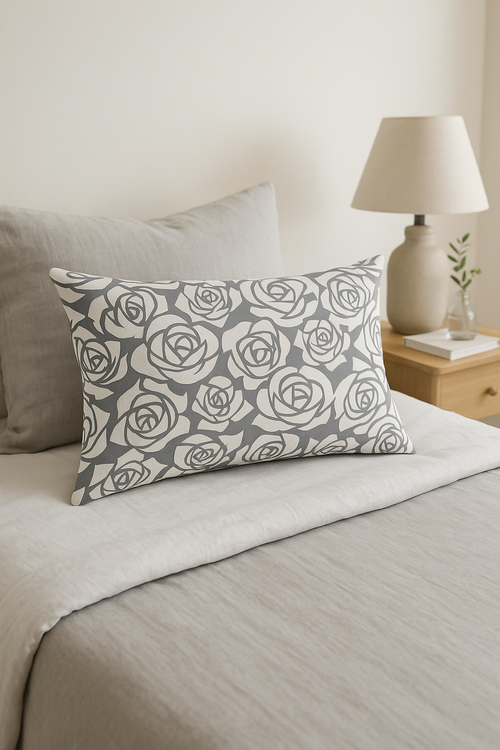 housse de coussin géométrique gris patchwork décoratif pour intérieur - vue 3 sur 2