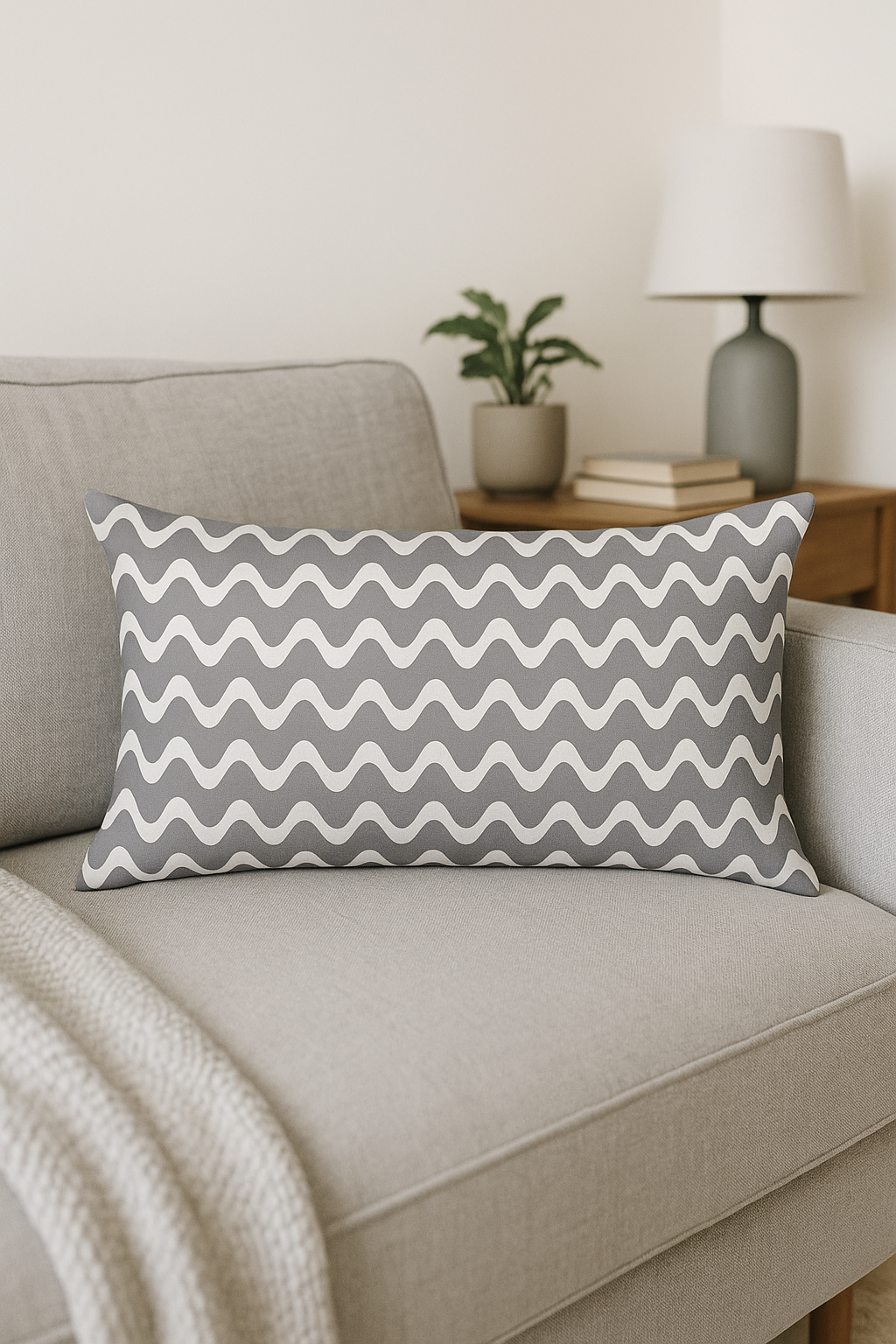 housse de coussin géométrique gris patchwork décorative pour intérieur - vue 2 sur 2
