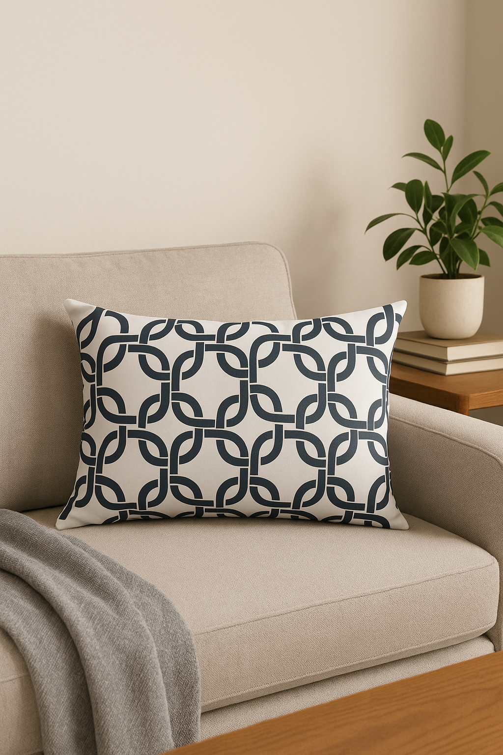 housse de coussin géométrique gris patchwork pour décoration intérieure - vue 3 sur 2