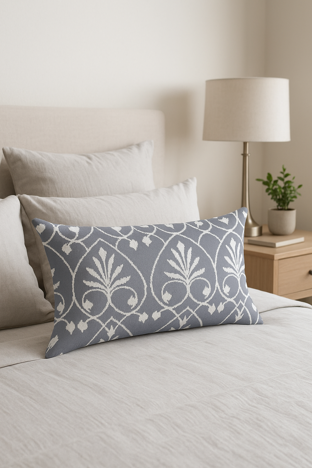housse de coussin géométrique grise décorative pour chambre ou salon - vue 2 sur 2
