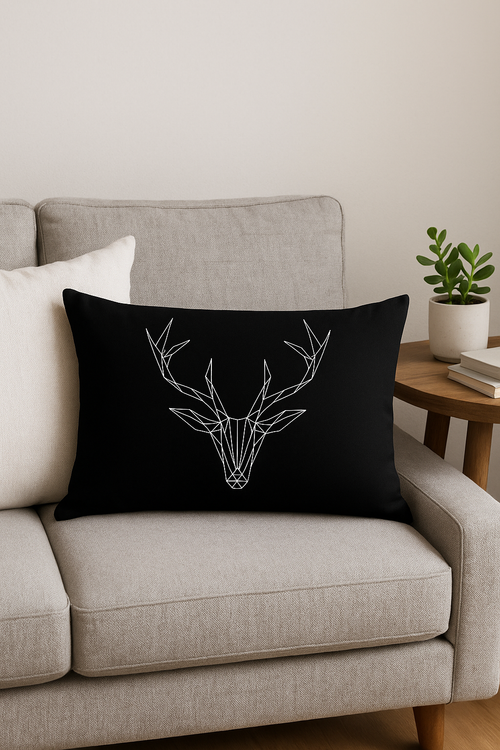 housse de coussin géométrique marbré noir et blanc 30 x 50 cm - vue 2 sur 2