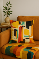 housse de coussin géométrique motif fleurs sauvages colorées