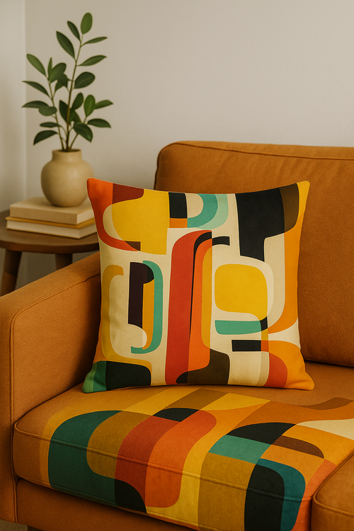 housse de coussin géométrique motif fleurs sauvages colorées - vue 2 sur 2