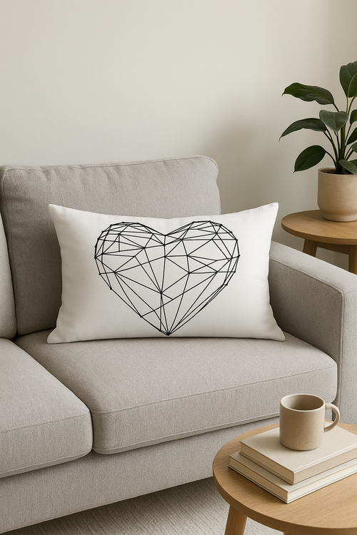 housse de coussin géométrique noir et blanc 30 x 50 cm - vue 2 sur 2