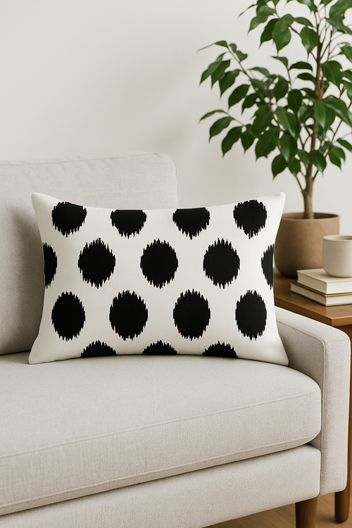 housse de coussin géométrique noir et blanc décorative pour canapé - vue 2 sur 2