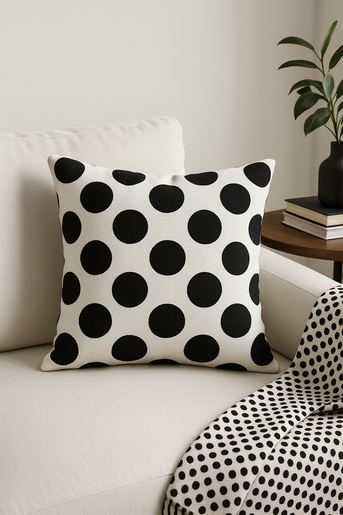 housse de coussin géométrique noir et blanc design moderne - vue 2 sur 2