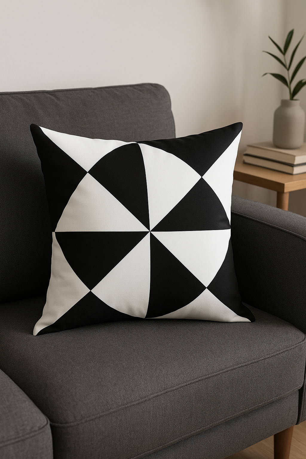 housse de coussin géométrique noir et blanc ondulé décoratif