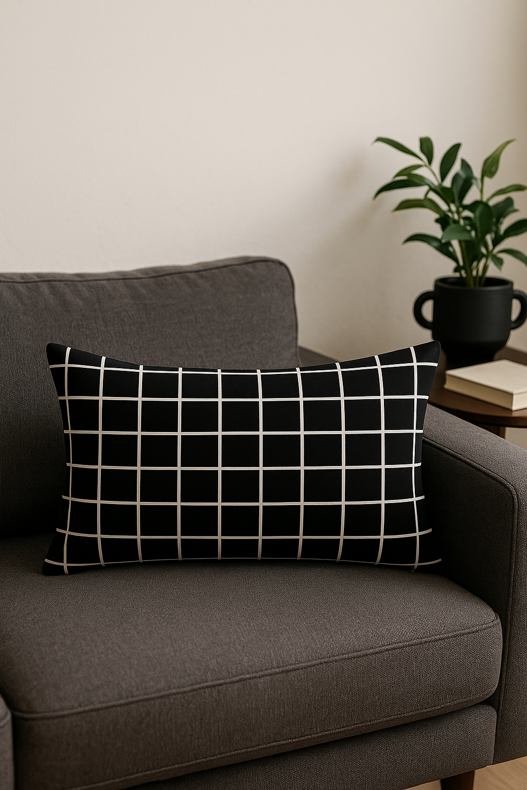 housse de coussin géométrique noir et blanc pour canapé