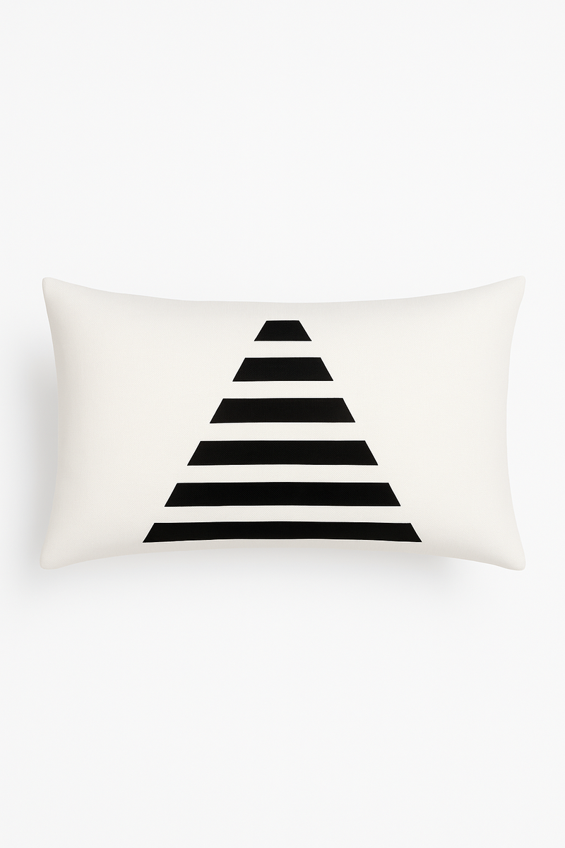 housse de coussin géométrique noir et blanc pour canapé