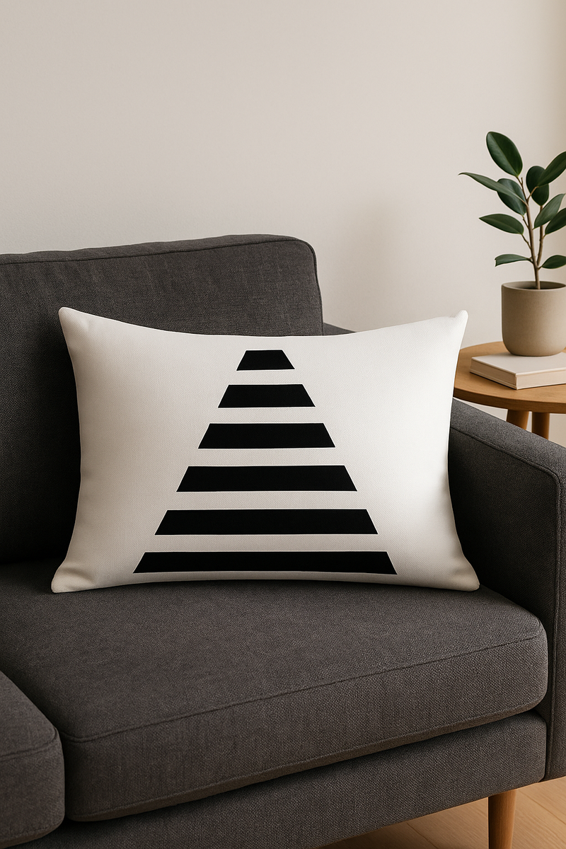 housse de coussin géométrique noir et blanc pour canapé