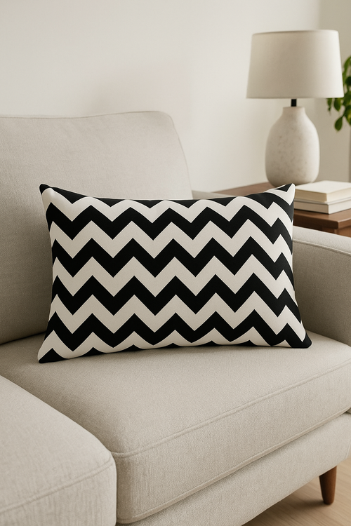 housse de coussin géométrique noir et blanc pour canapé - vue 2 sur 2