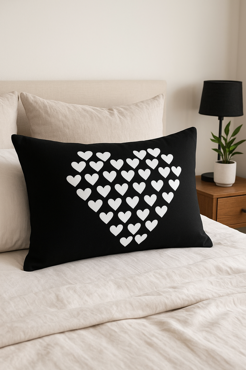 housse de coussin géométrique noir et blanc pour canapé