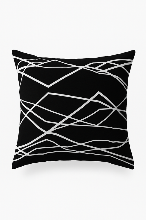 housse de coussin géométrique noir et blanc pour déco intérieure