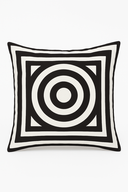 housse de coussin géométrique noir et blanc pour décoration intérieure